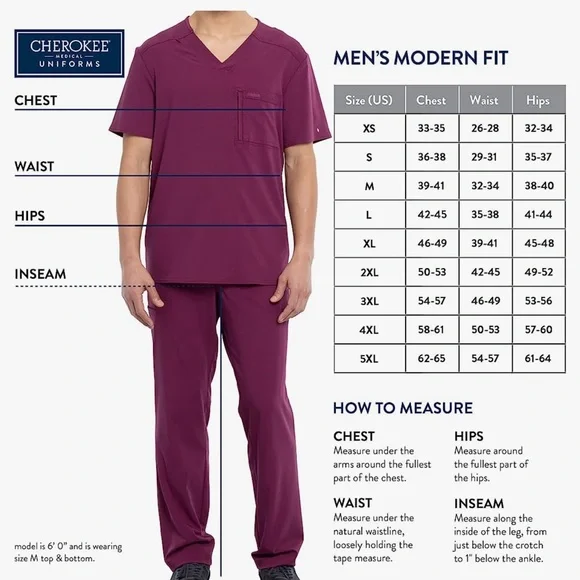 Cherokee Men's Polo Scrub Top, Modern Sporty V-Neck with Breathable Mesh… - Picture 2 of 6